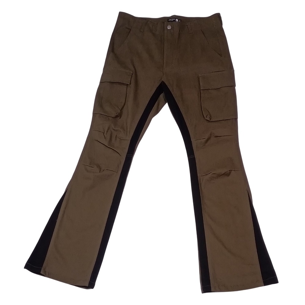 American Stitch Mens Olive Green Two Tone Flare Cargo Pants Size 32 FITS 35X34